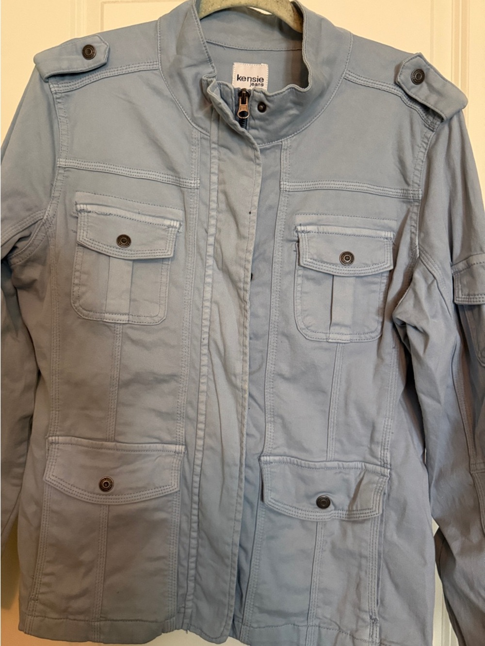 kensie Light Blue Military-Style Field Jacket